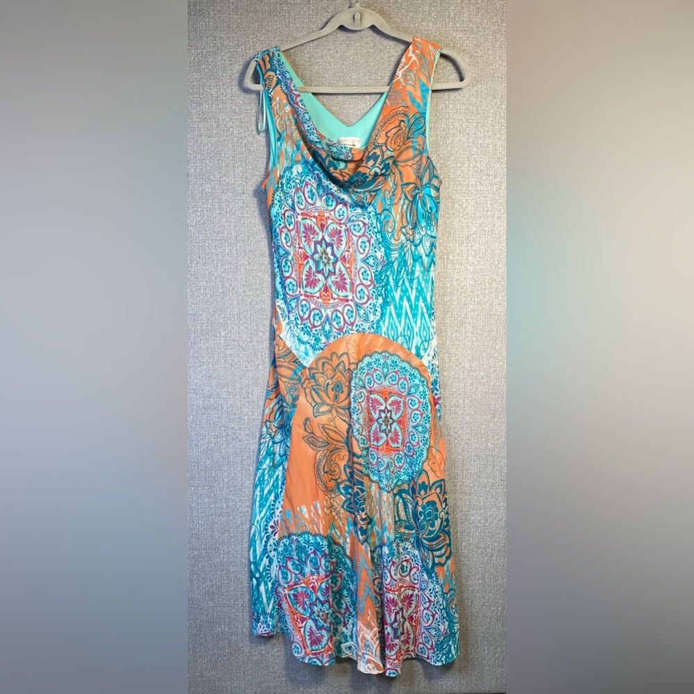 Signature by Robbie Bee 14 Women’s Multicolor Print Chiffon Sleeveless Dress